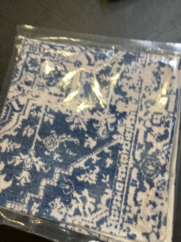 Photo 1 of Knagsfa Boho Pillow Covers 18x18 Inch, Carpet Blue Vintage Throw Pillow Cover Antique Ethnic Decorative Blue Pillow Cases Home Decor Square Linen Pillowcase