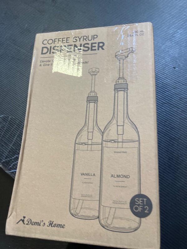 Photo 1 of Demi's Home 25.4 oz 750 ml Glass Coffee Syrup Dispenser for Coffee Bar - 2 Pack - Comprehensive Label Set & ¼ oz Pumps Included