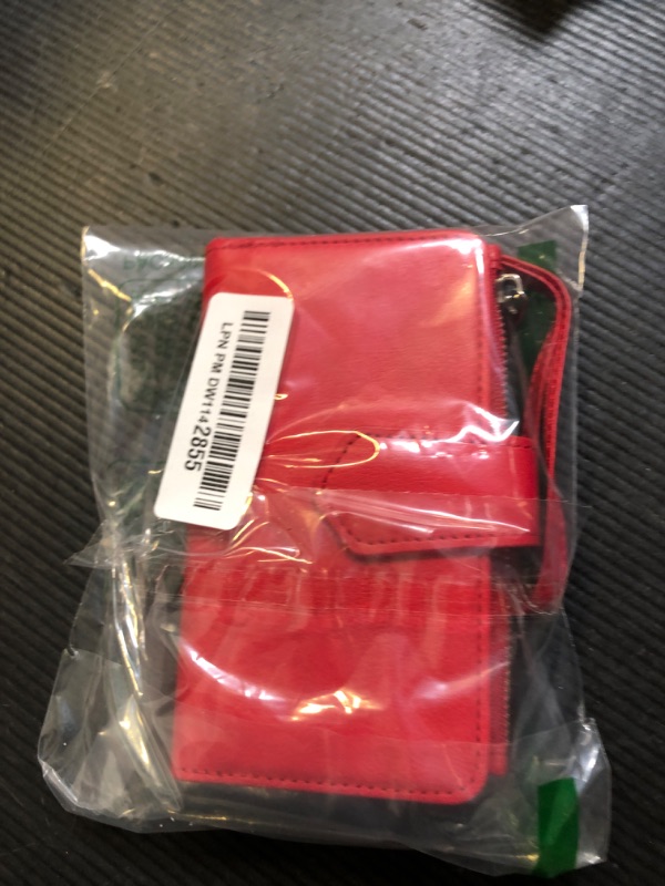 Photo 1 of JZASES Case for iPhone 13 Mini, 2 in 1 Magnetic Detachable Wallet Case, PU Leather Phone Case Cover with Card Holder for iPhone 13 Mini, Red