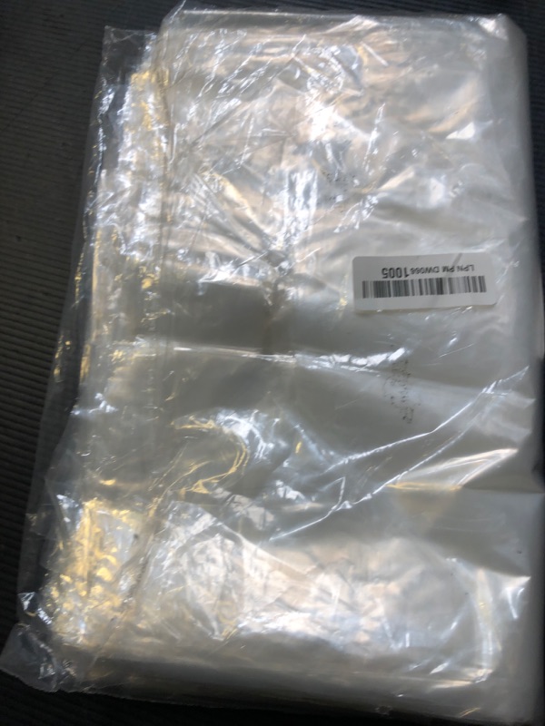Photo 1 of 100 Clear Plastic Bags with Handles - 12"x15" Glossy Retail Shopping Bags for Small Business, Boutique, Gift and Trade Show