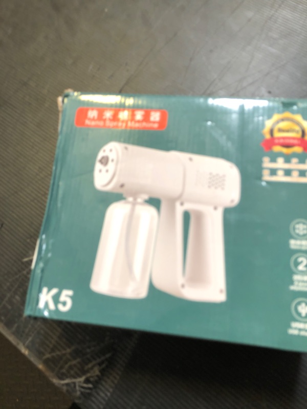 Photo 1 of Professional Disinfectant Fogger Machine, 380ml Wireless Nano Sprayer Gun Handheld Sanitizer Fogger, Blue Light Foggers for Touchless Sanitization