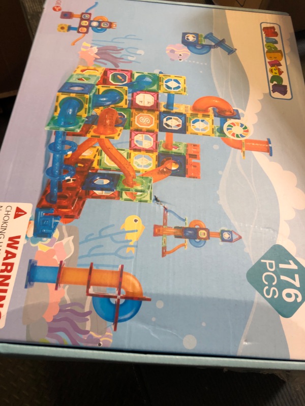 Photo 1 of MAGBLOCK Magnetic Tiles 176Pcs Marble Run Children's Educational Toys for Developing Mathmatics and Physics Skills and for Developing Creativity and Imagination Toys for Kids Age 8 9 10+ Years Old