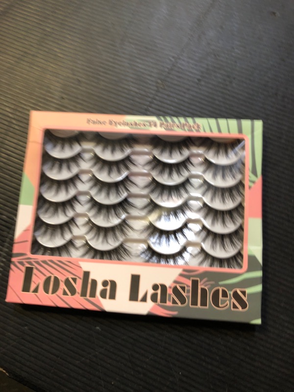 Photo 1 of Losha Eyelashes Natural Look Faux Mink Lashes Pack Handmade Fluffy False Eyelashes 14 Pairs Cat Eye Lashes (54)