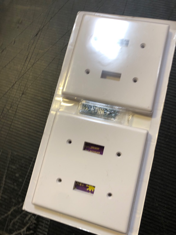 Photo 1 of Bates Double Light Switch Wall Plate - 4 Pack, White, 2 Gang Switch Cover Plate