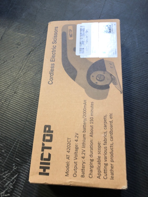 Photo 1 of HICTOP Electric Scissors Cordless Cardboard Cutter Heavy Duty with Safety Lock 4.2V Rechargeable Electric Scissors for Cardboard, Carpet, Leather, Plastic, Fabric, Crafting, etc.