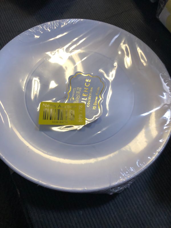 Photo 1 of SILVER SPOONS Modern Design Disposable Plastic Dinner Plates for Party (10 PC) Heavy Duty Disposable Dinner Set 10.25”, Fine China Look Plastic Dishes, Pearl