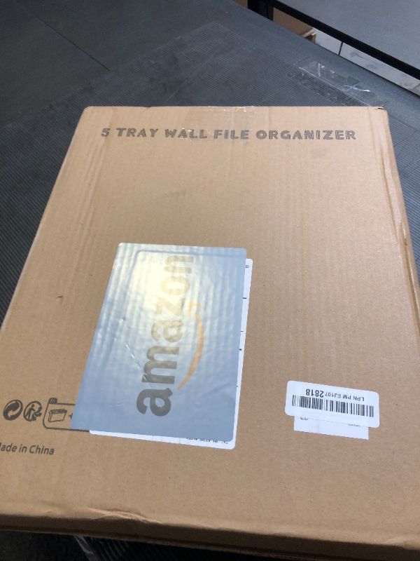 Photo 1 of EasyPAG Desk File Organizer Heavy Duty Metal Wall Mount File Holder 5 Tier Mail Paper Folder Holder with Bottom Tray for Office Home Cubicle Countertop, Black