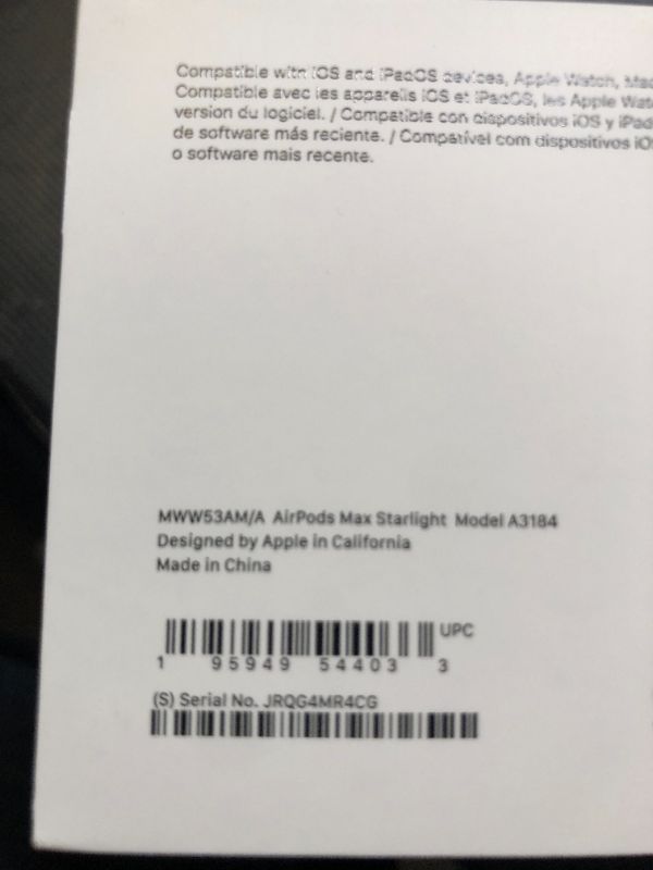 Photo 1 of Apple AirPods Max Wireless Over-Ear Headphones, Pro-Level Active Noise Cancellation, Transparency Mode, Personalized Spatial Audio, USB-C Charging, Bluetooth Headphones for iPhone - Starlight
