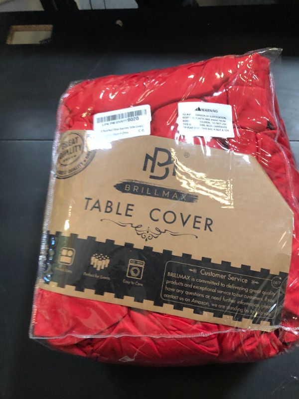 Photo 1 of BRILLMAX 6 Pack Red Fitted Spandex Table Covers - 6ft Stretch Tablecloths for 6 Foot Rectangle Folding Cloths Rectangular Bulk Linen Fabric Elastic for Wedding Reception Banquet Birthday Party