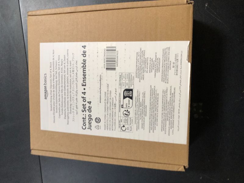Photo 1 of Amazon Basics Stretch Dining Chair Slipcover, Set of 4, Black, 18.9" D X 18.9" W X 27.56" H