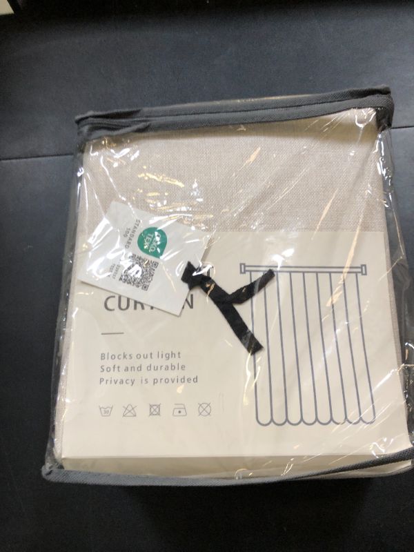 Photo 1 of 100% Blackout Shield Linen Blackout Curtains for Bedroom 108 Inches Long, Back Tab/Rod Pocket Living Room Drapes, Thermal Insulated Blackout Curtains 2 Panels Set, 50" W x 108" L,Cream
