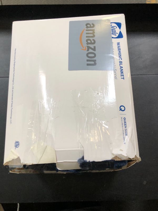 Photo 1 of Sealy Electric Blanket Queen Size, Faux Fur & Flannel Heated Blanket with 10 Heat Setting & 1-12 Hour Auto Shut Off, Fast Heating Blanket, Machine Washable, Navy Blue, 84 x 90 Inch