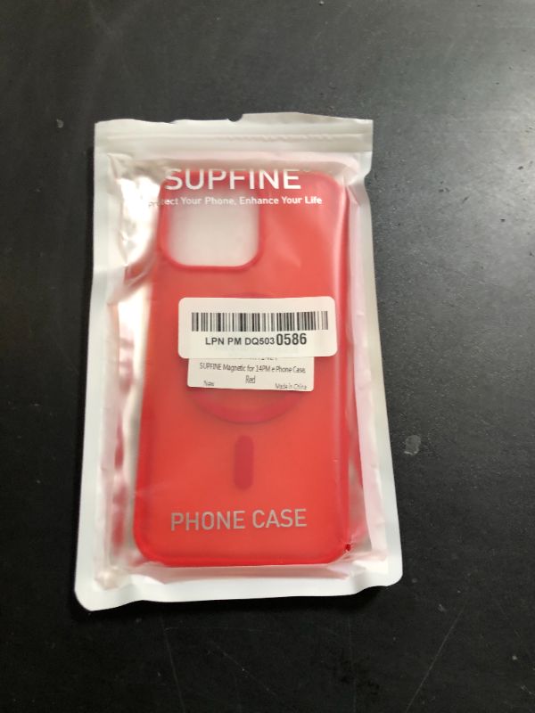 Photo 1 of SUPFINE Magnetic for iPhone 14 Pro Max Case (Compatible with MagSafe) (Military Grade Drop Protection) Slim Translucent Matte Shockproof with Anti-Fingerprint Phone Case,Red
