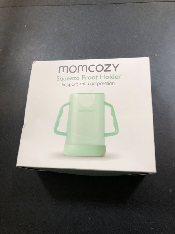 Photo 1 of Momcozy Squeeze Pouch Holder for Food Pouches and Drink Boxes, Baby Pouch Holder Allows Baby to Self-Feed and Avoid Messes, Baby Food Pouch Holder Handle is Easy to Grip, Comfortable, Blue