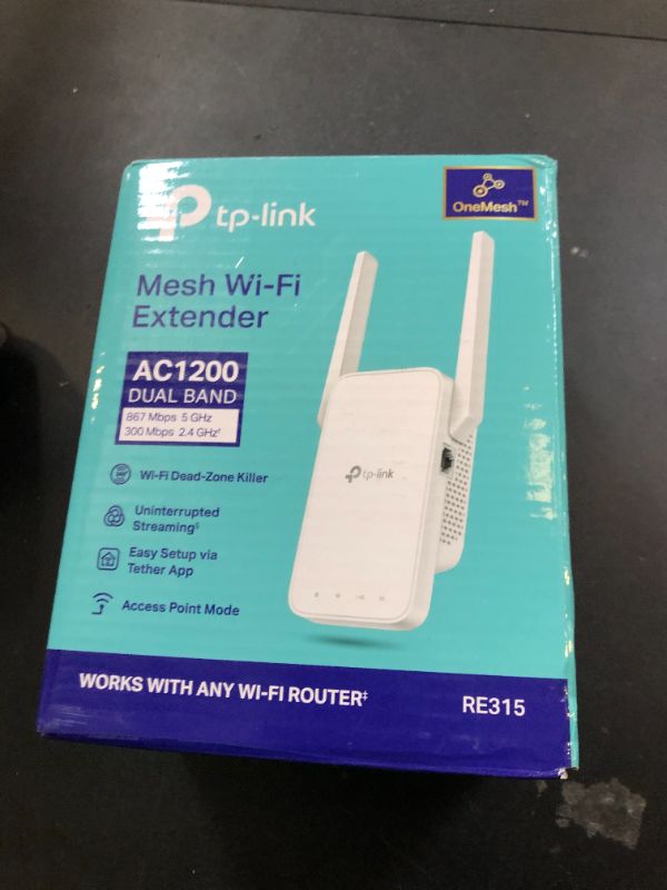 Photo 1 of TP-Link AC1200 WiFi Extender, 2024 Wirecutter Best WiFi Extender, 1.2Gbps home signal booster, Dual Band 5GHz/2.4GHz, Covers Up to 1500 Sq.ft and 30 Devices ,support Onemesh, One Ethernet Port (RE315)