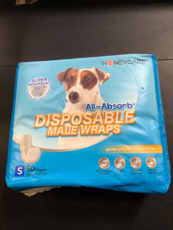 Photo 1 of HONEY CARE All-Absorb A26 Male Dog Wrap, 50 Count, Small