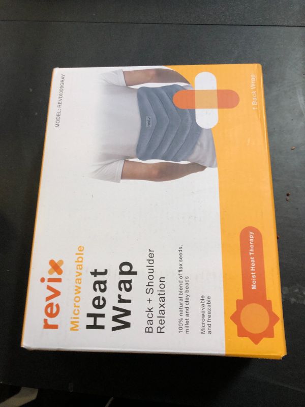 Photo 1 of REVIX Microwavable Heating Pad for Back, Extra Large Microwave Heated Pack with Moist Heat for Waist, Stomach, and Shoulder, Unscented Hot or Cold Pack, Gray