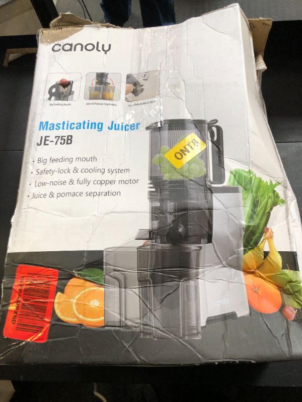 Photo 1 of Cold Press Juicer, 5.8" Wide Feed Chute Juice Extractor Machine with 400W, High Juice Yield, Slow Masticating Juicer for Whole Vegetables & Fruits, Premium Silver