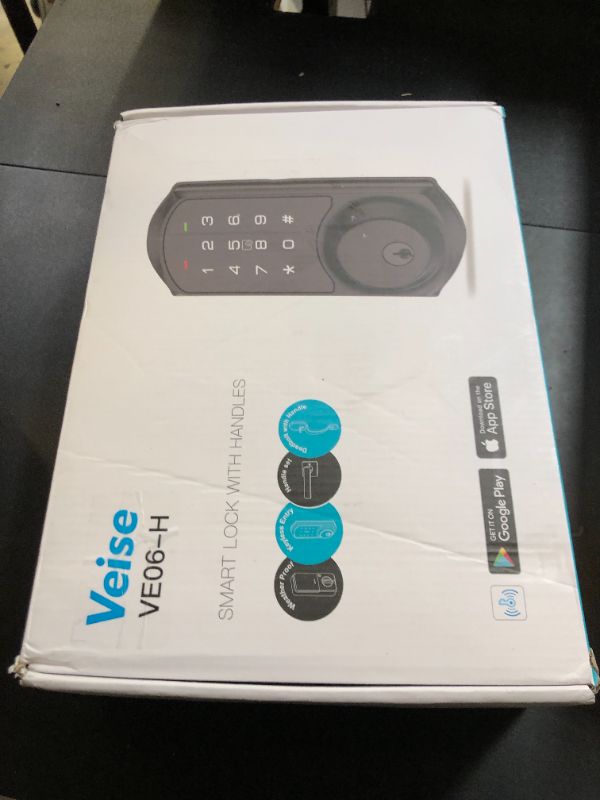 Photo 1 of Veise Smart Front Door Lock Set, App Control, Keyless Entry Deadbolt with Lever Handle, Electronic Digital Touchscreen Keypad, Auto Lock, Easy Install, Matte Black