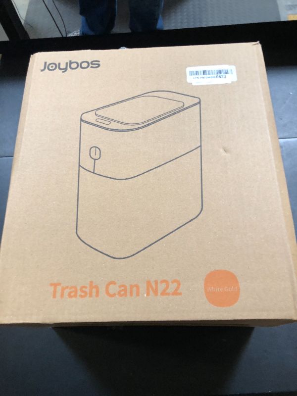 Photo 1 of MOPALL Automatic Bathroom Trash Can with Lid, 3.1 Gallon / 13L Smart Motion Sensor Touchless Small Waste Basket, Slim Plastic Garbage Can for Bedroom Kitchen Office Home Toilet, White & Gold