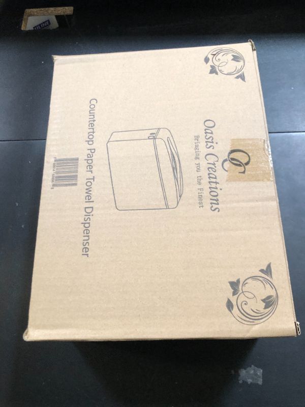 Photo 1 of Countertop Multifold Hand Paper Towel Dispenser by Oasis Creations, Single Sheet Dispensing – Glossy White