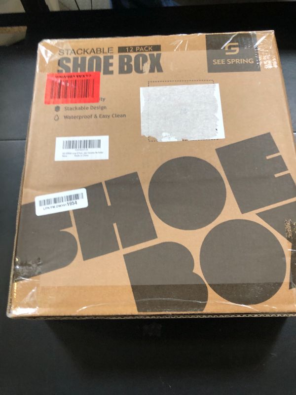 Photo 1 of SEE SPRING 12 Pack Shoe Storage Box, Clear Plastic Stackable Shoe Organizer for Closet, Space Saving Foldable Shoe Rack Sneaker Container Bin Holder