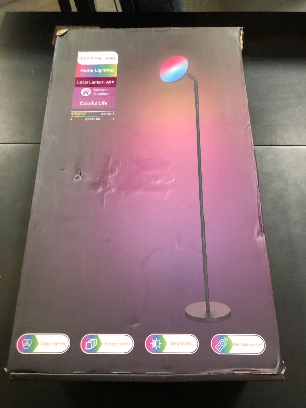 Photo 1 of ZAIYW Smart RGB Floor Lamp with APP Timer Music Sync, 16 Million Colors Changing Modern Floor Lamps Dimmable LED Standing Lamps for Living Room Bedroom Office