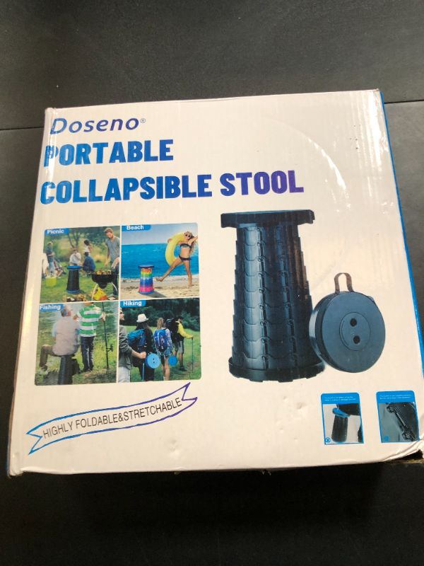 Photo 1 of Doseno Upgraded Foldable Stool Thickened, Portable Collapsible Stool Retractable Stool for Fishing, Hiking Tours, BBQ, Parties, Outdoor Activities (Black)