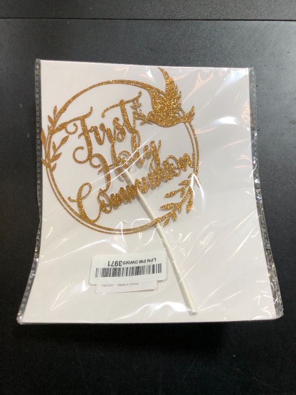 Photo 1 of First Holy Communion Cake Topper, Spanish Baptism, Religious Christening, Wedding Baby Shower 1st Birthday Party Decorations, Gold Glitter