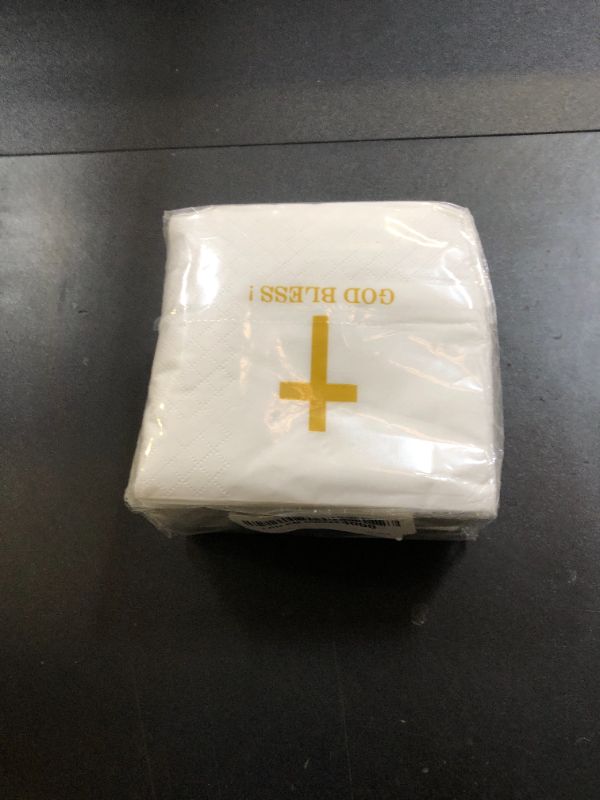 Photo 1 of 100 Pack of Cross Paper Napkins for Religious Party, Baptism, Confirmation, Christening, First Communion, Birthday Party