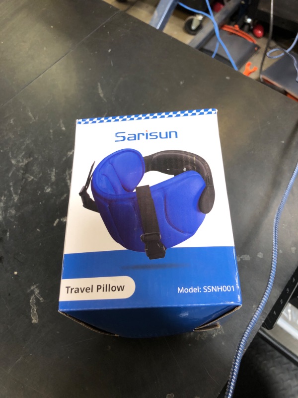 Photo 1 of SARISUN Travel Pillows for Airplanes, Airplane Pillow for Long Flight, Airplane Head Strap with Eye Mask for Sleep, Travel Neck Pillow for Car Road Trip, 360° Support Headrest, Stop Bobblehead, Black