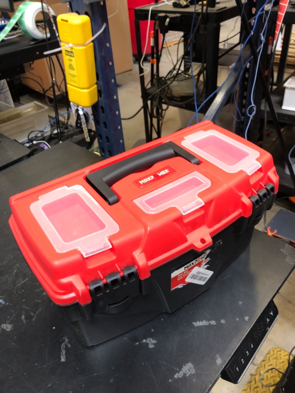 Photo 1 of MAXPOWER Tool Box 15-Inch, Plastic Tool Boxes with Removable Tray & Dual Lock Secured For Home