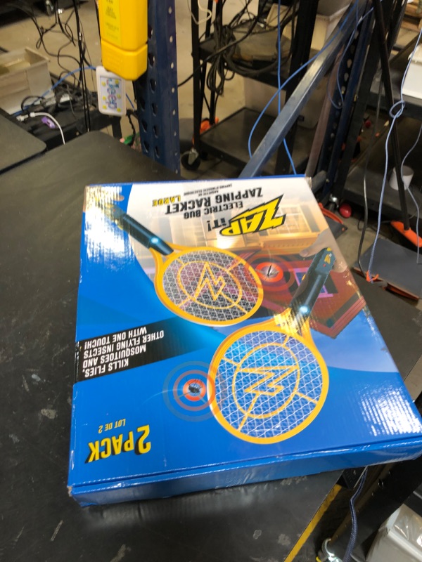 Photo 1 of ZAP iT! 4,000 Volt Electric Handheld Bug Zapper Racket - USB Rechargeable Indoor Safe Mosquito Zapper and Fly Swatter for Indoor and Outdoor Use - 2 Pack (Large, Yellow)
