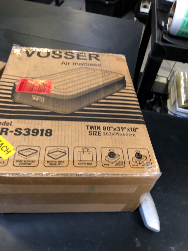 Photo 1 of VOSSER Twin Air Mattress with Built in Pump Raised,18''Inflatable Mattress of Upgraded Vertical Beams,Self Inflatable Blow Up Mattress in 3 Mins,Flocked Top Airbed with Carry Bag for Home,Camping