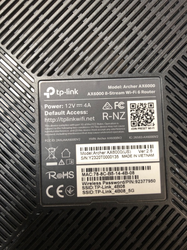 Photo 1 of TP-Link AX6000 WiFi 6 Router(Archer AX6000) -802.11ax Wireless 8-Stream Gaming Router, 2.5G WAN, 8 Gigabit LAN Ports, MU-MIMO, 1.8GHz Quad-Core CPU