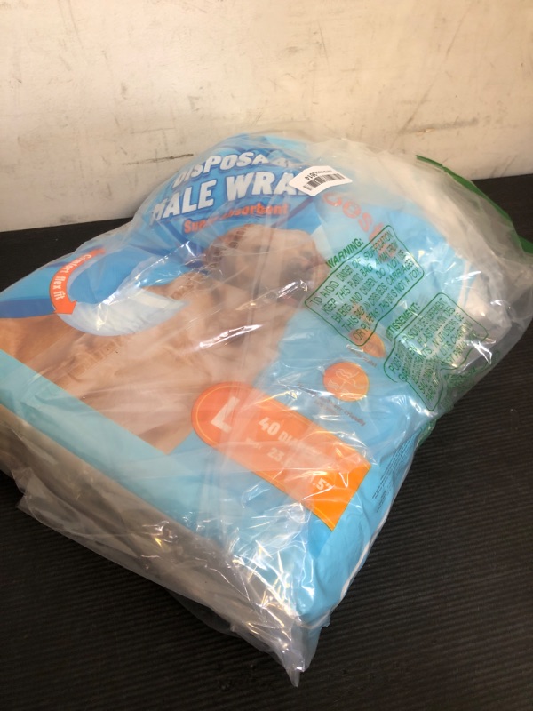 Photo 1 of Bestle Male Dog Wrap, Disposable Dog Diapers, 40 Count, L (Waist 23.6”-31.5”), Wetness Indicator, Ultra Protection, Leak Proof, Super Absorbent, Soft