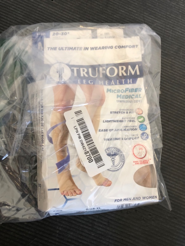 Photo 1 of Truform 20-30 Mmhg Compression Stocking for Men & Women, Knee High Length, Open Toe, Beige, X-Large
