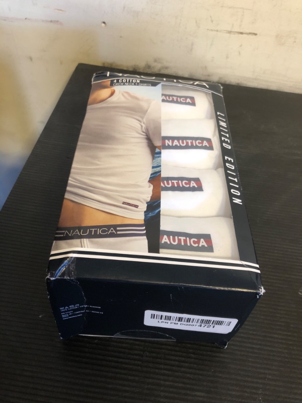 Photo 1 of Size M--Nautica Men's 4-Pack Cotton Limited Edition Crew Neck T-Shirts, White Flag Logo