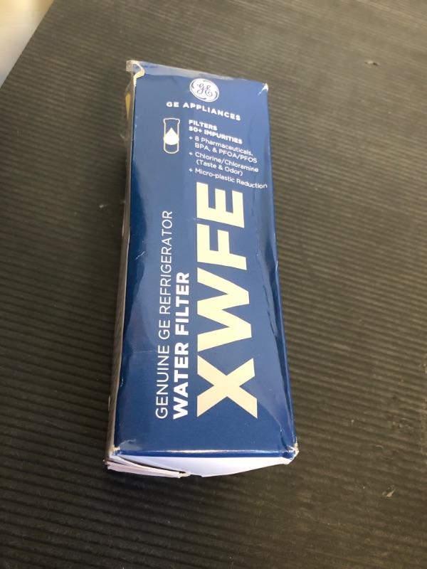 Photo 1 of GE XWFE Refrigerator Water Filter, Genuine Replacement Filter, Certified to Reduce Lead, Sulfur, and 50+ Other Impurities, Replace Every 6 Months for Best Results, Pack of 1