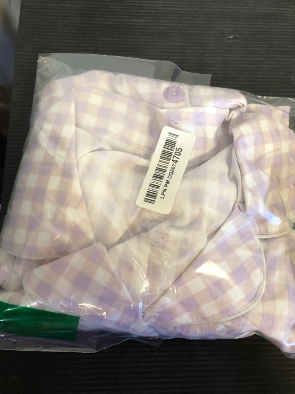 Photo 1 of codcm Womens Cotton Pajama Sets Long Sleeve Button Down Shirt and Pants Sleepwear 2 Piece Gingham Pj Set(Purple,X-Large)