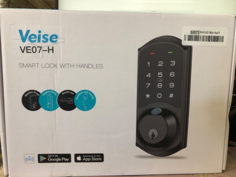 Photo 1 of Veise Fingerprint Smart Locks for Front Door with Handle Set, App Control, Keyless Entry Keypad Deadbolt, Digital Electronic Touchscreen, Easy Install, Auto Lock, Matte Black
