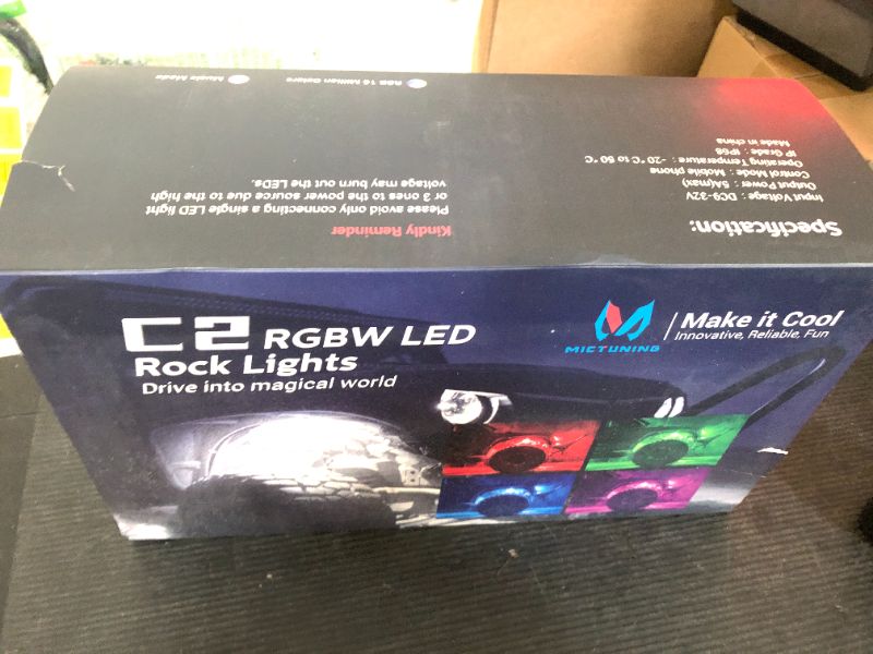 Photo 1 of MICTUNING C2 Curved RGBW LED Rock Lights - 8 Pods Underglow Multicolor Neon Light with Wiring Switch Kit, Bluetooth Controller with APP Control