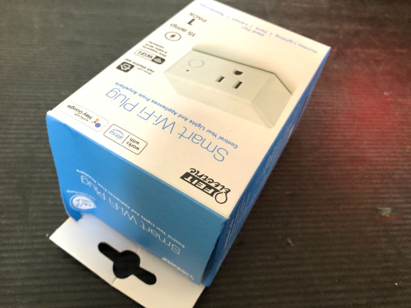Photo 1 of Feit Electric WiFi Work with Alexa and Google Home, Feit App, No hub required, Remote Control From Anywhere 15 Amp Smart Outlet Plug, Indoor, 120 volts, Plastic, White