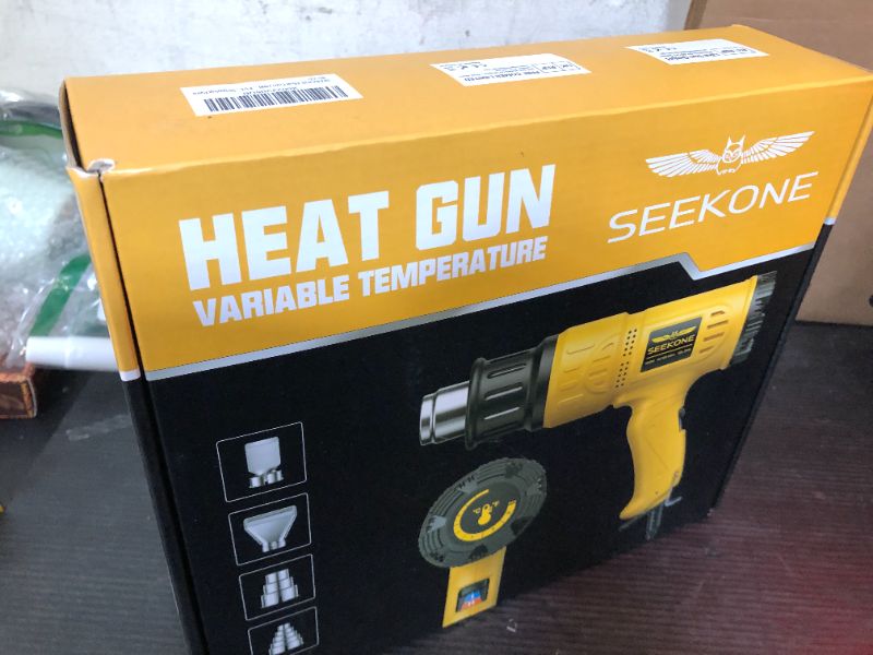 Photo 1 of SEEKONE Heat Gun 1800W 122?-1202??50?- 650??Fast Heating Heavy Duty Hot Air Gun Kit Variable Temperature Control Overheat Protection with 4 Nozzles for Crafts, Shrinking PVC, Stripping Paint(5.2FT)