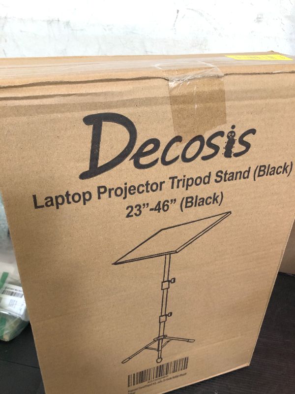 Photo 1 of DECOSIS Projector Stand Tripod from 23" to 46", Laptop Tripod Stand Height Adjustable with Gooseneck Phone Holder, Laptop Floor Stand for Office, Home, Stage, Studio, DJ Racks Holder Mount