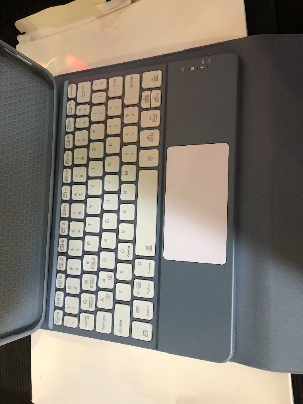 Photo 1 of Harvopu Compatible for iPad 11th 10th Generation Case with Keyboard, Folio Cover with Pencil Holder, Multi-Touch Trackpad, 7 Color Backlit, Detachable Keyboard for iPad (A16) 11th/10th Gen (Blue)