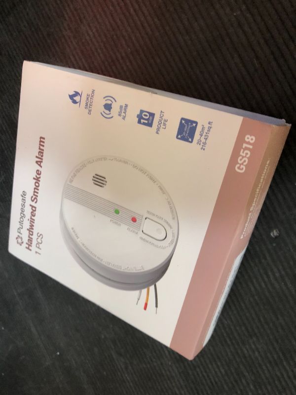 Photo 1 of Detector, Hardwired Interconnected Smoke Detectors, Smoke Alarm with Replaceable 9V Battery, Interconnects Up to 12 Fire Alarms Smoke Detectors, Fire Alarm with Test/Silence Button, 1Pack
