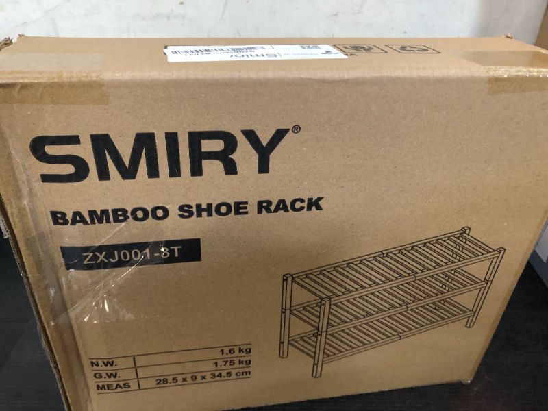 Photo 1 of Smiry Shoe Rack, 3 Tier Bamboo Shoe Organizer, Stackable Free Standing Wooden Shoe Storage Shelf for Closet, Entryway, Front Door Entrance, Natural