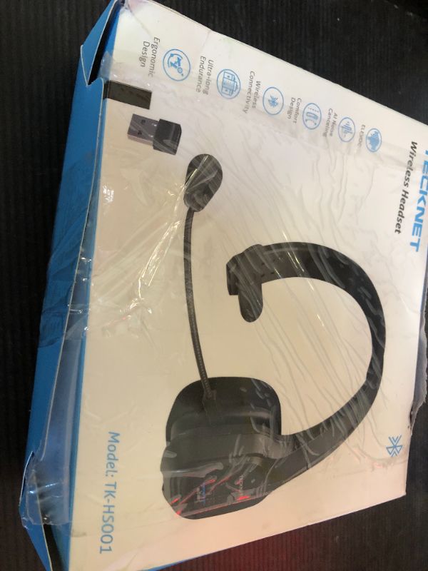 Photo 1 of TECKNET Trucker Bluetooth Headphones with Microphone Noise Canceling Wireless On Ear Headset, Hands Free Wireless Headset for Cell Phone Computer Office Home Call Center Skype (Black)