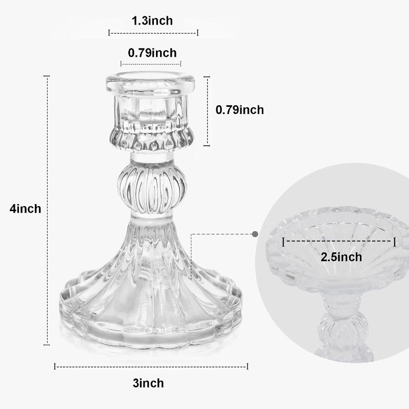 Photo 1 of ECHFSM Glass Candlestick Holder, Striped Taper Candle Holder	